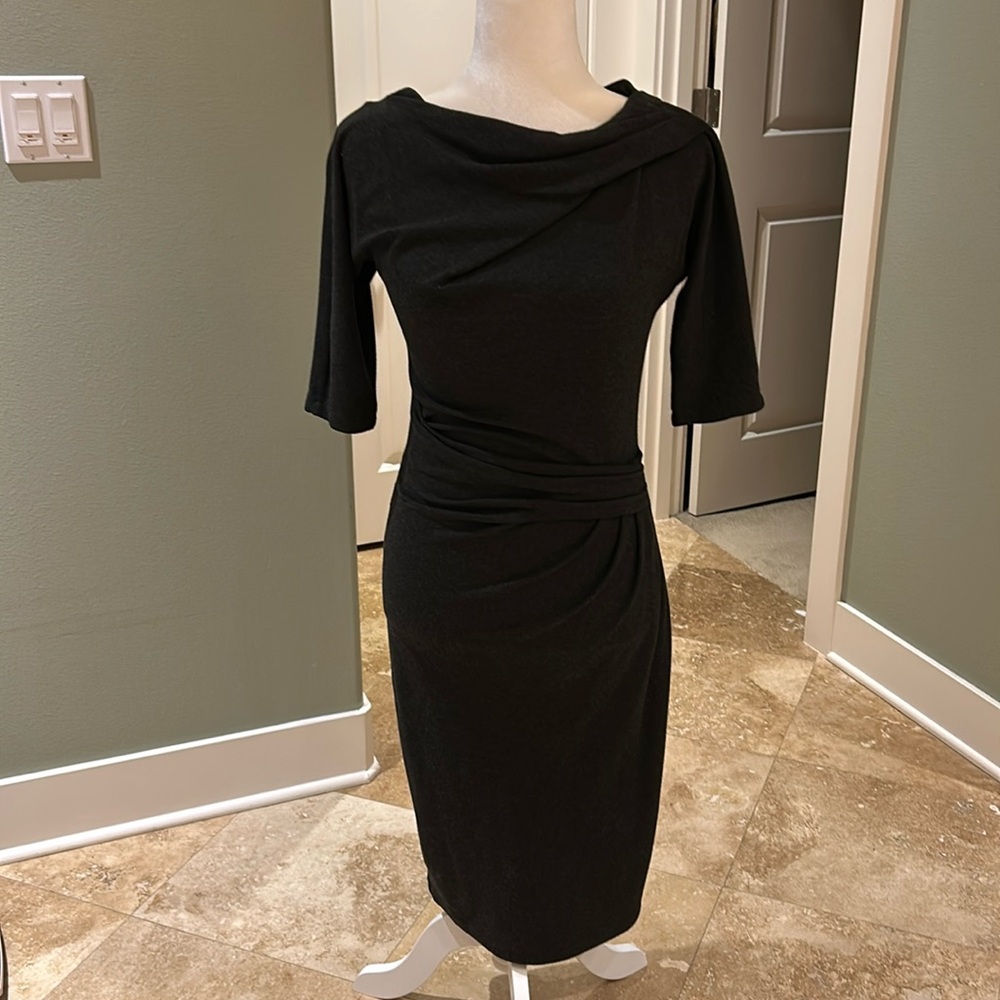 Stunning and flattering grey wool / spandex fitted dress by Max Mara